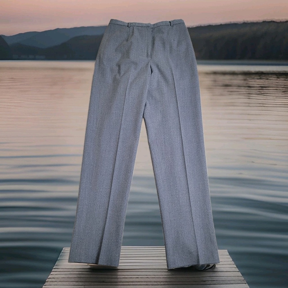 🌲Vintage Lands' End Dress Pants Womens 8R Gray Heather Wool Blend Pleated Lined